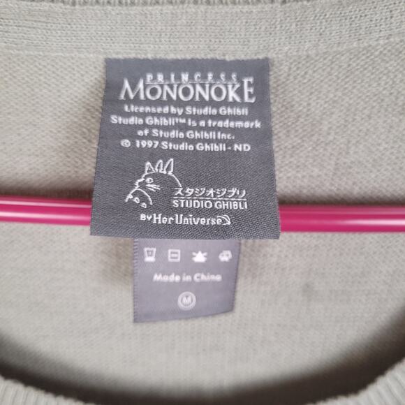 Princess Mononoke San's wolf mask intarsia print sweater Size Medium grey - Picture 3 of 7